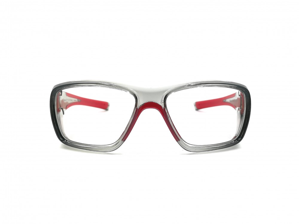 Lunettes de protection - Plastique transparent gris avec touche de rouge