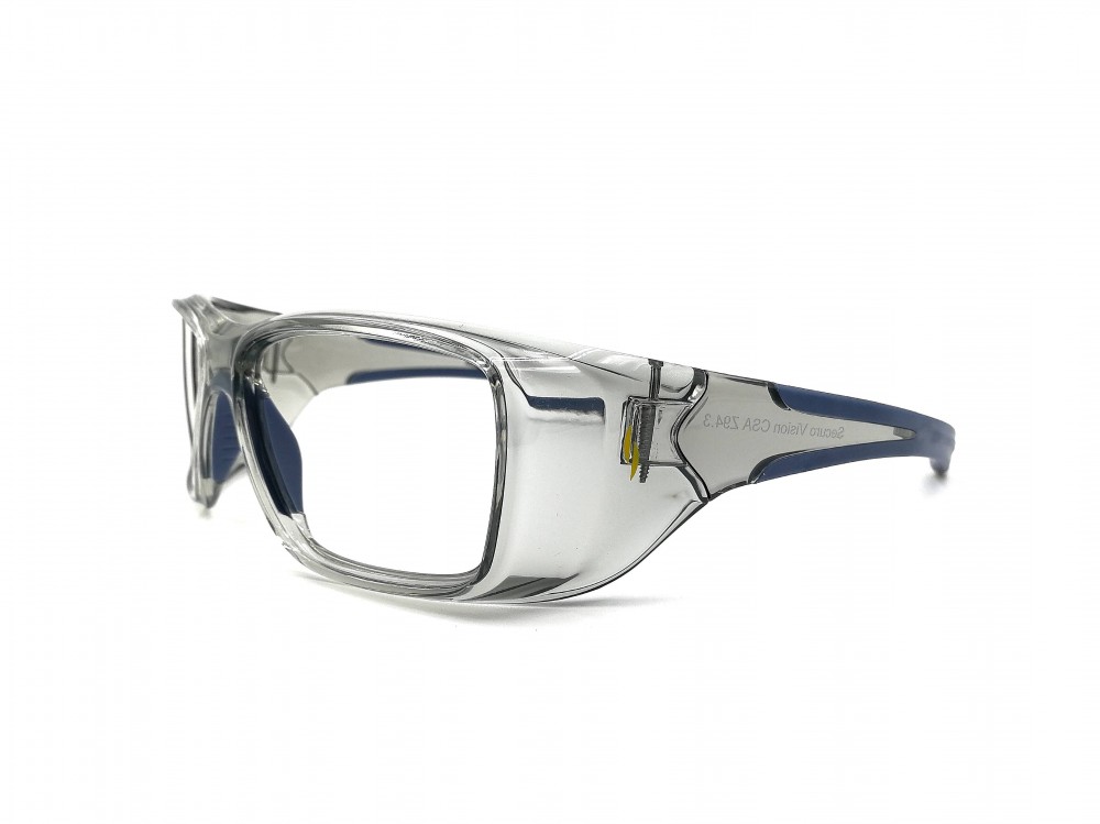 Lunettes de protection - Plastique transparent gris avec touche de bleu