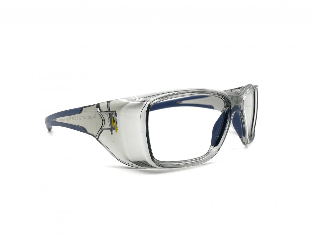 Lunettes de protection - Plastique transparent gris avec touche de bleu
