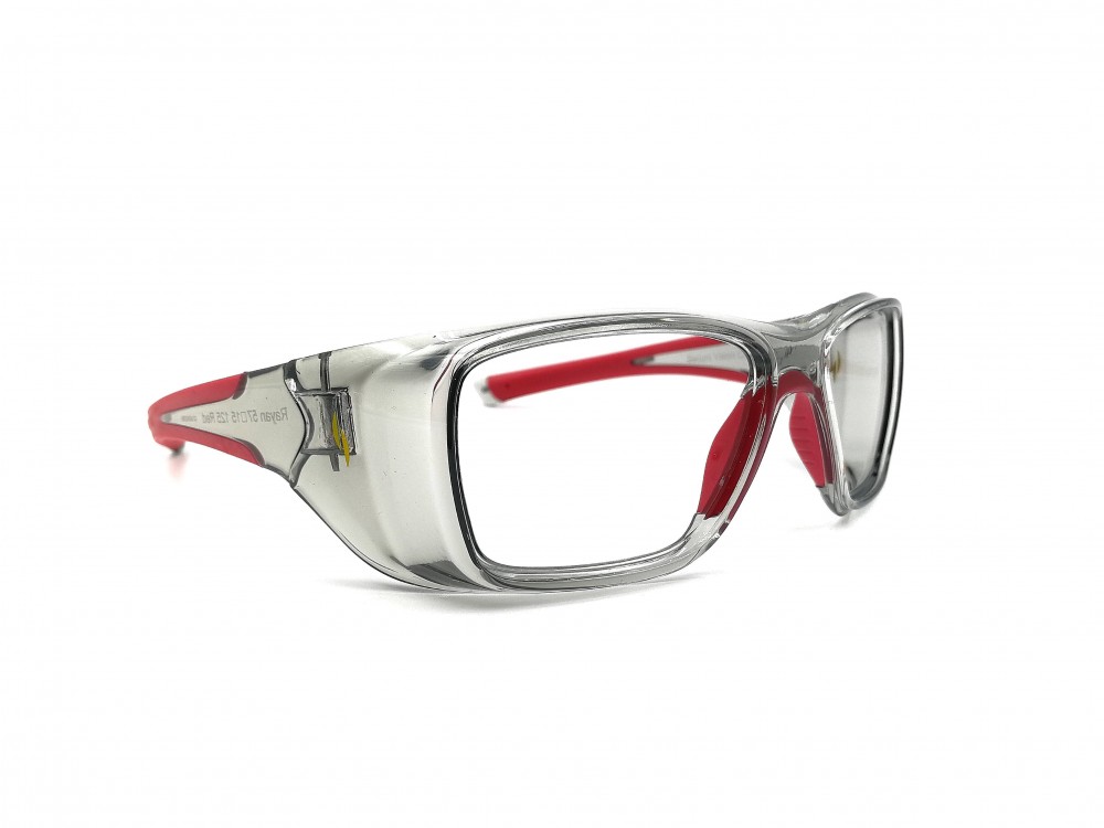 Lunettes de protection - Plastique transparent gris avec touche de rouge